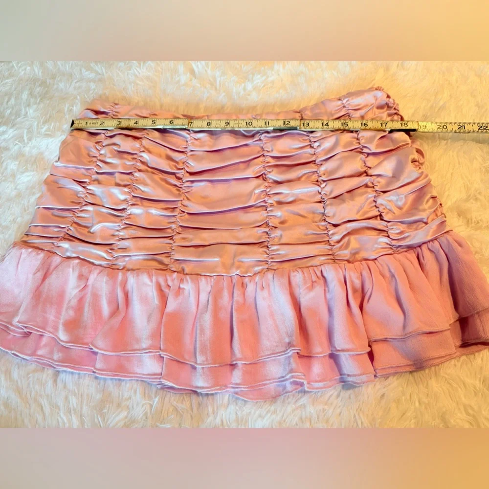 NWT MAEVE SATIN CHIFFON RUCHED MINI SKIRT - L - NWT - Picture 6 of 10
